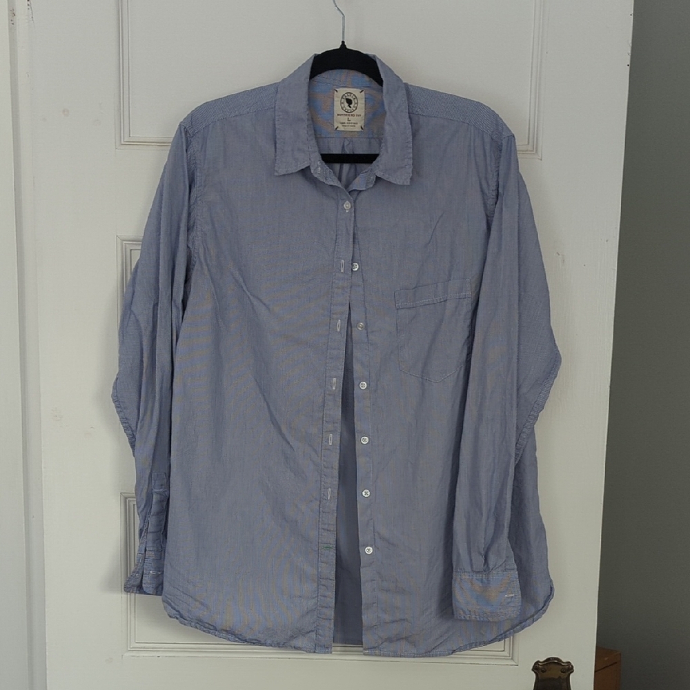 ARITZIA Talula Blue and White  Button-Down Shirt - Boyfriend Fit - L